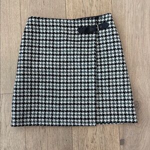 Boden Black and White Tweed Houndstooth Faux Wrap Skirt, Sz 6 US